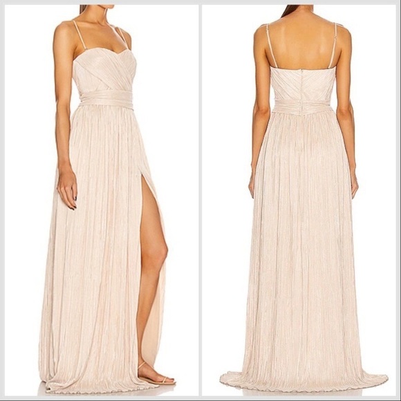 NWT Jonathan Simkhai Rory Rory Strapless Cross Front Gown In Dove Cream Sz 8 - Picture 1 of 16